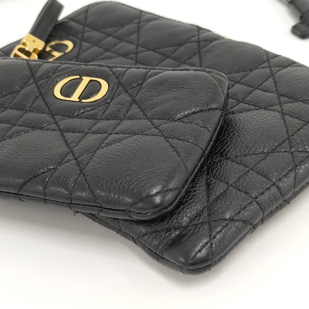 Dior Cannage Caro Multi Function Phone Pouch Leather Black — view 3