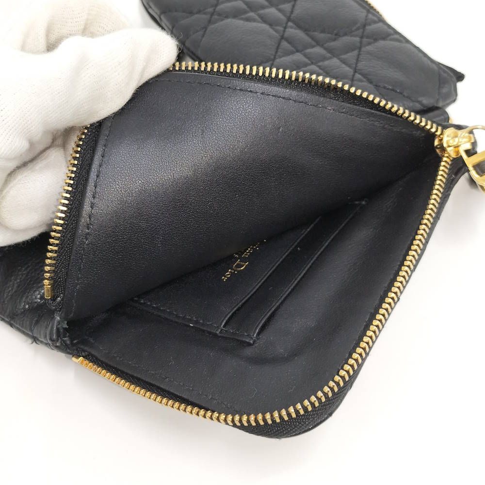 Dior Cannage Caro Multi Function Phone Pouch Leather Black — view 7