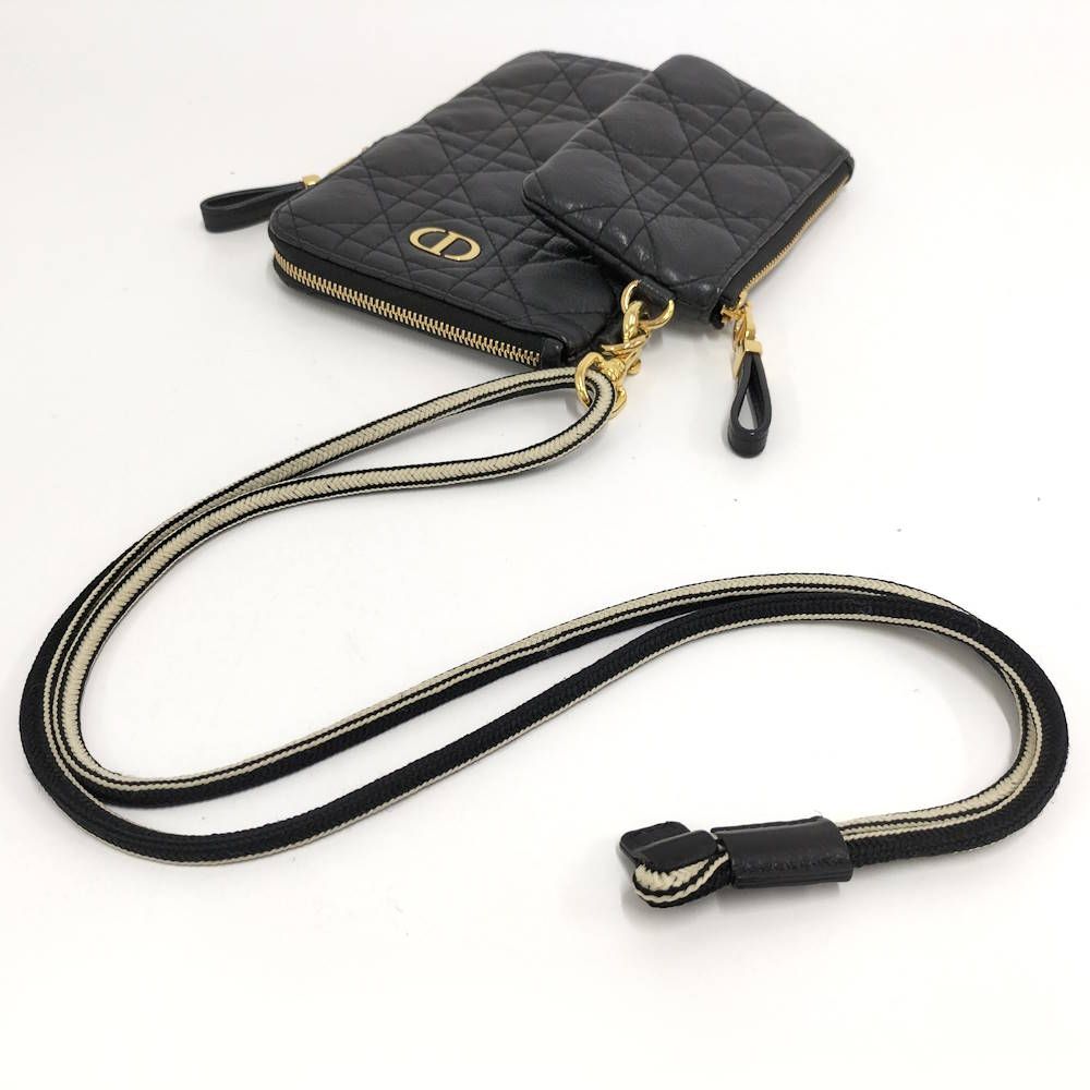 Dior Cannage Caro Multi Function Phone Pouch Leather Black — view 5