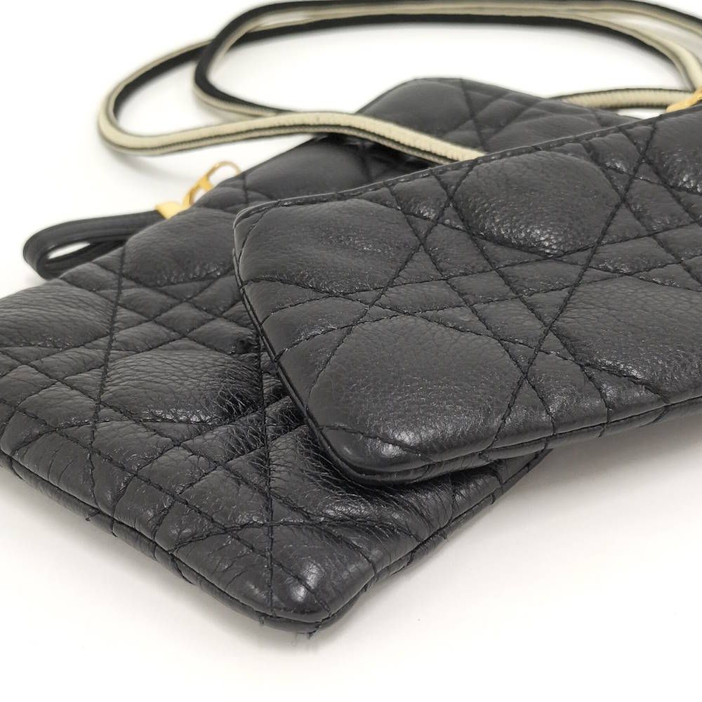 Dior Cannage Caro Multi Function Phone Pouch Leather Black — view 4