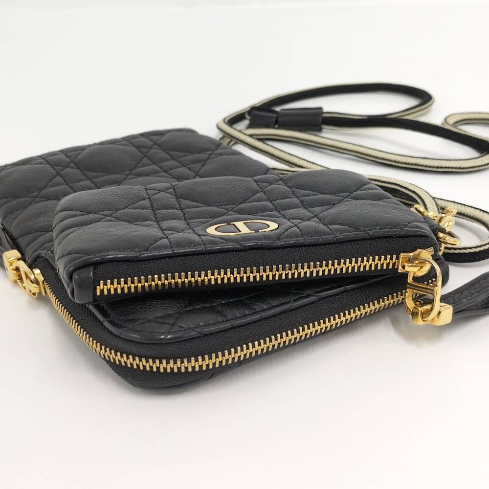 Dior Cannage Caro Multi Function Phone Pouch Leather Black — view 6