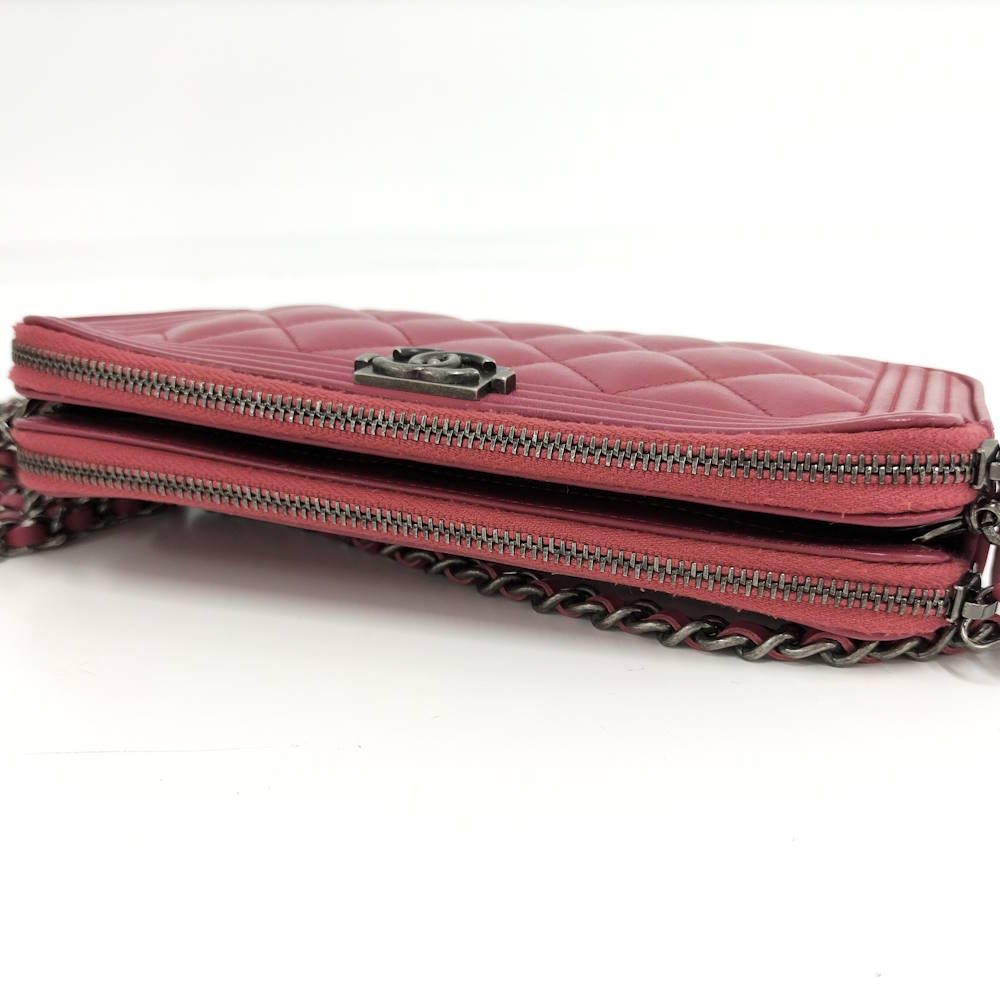 Chanel Boy Chain Wallet Lambskin Shoulder — view 6
