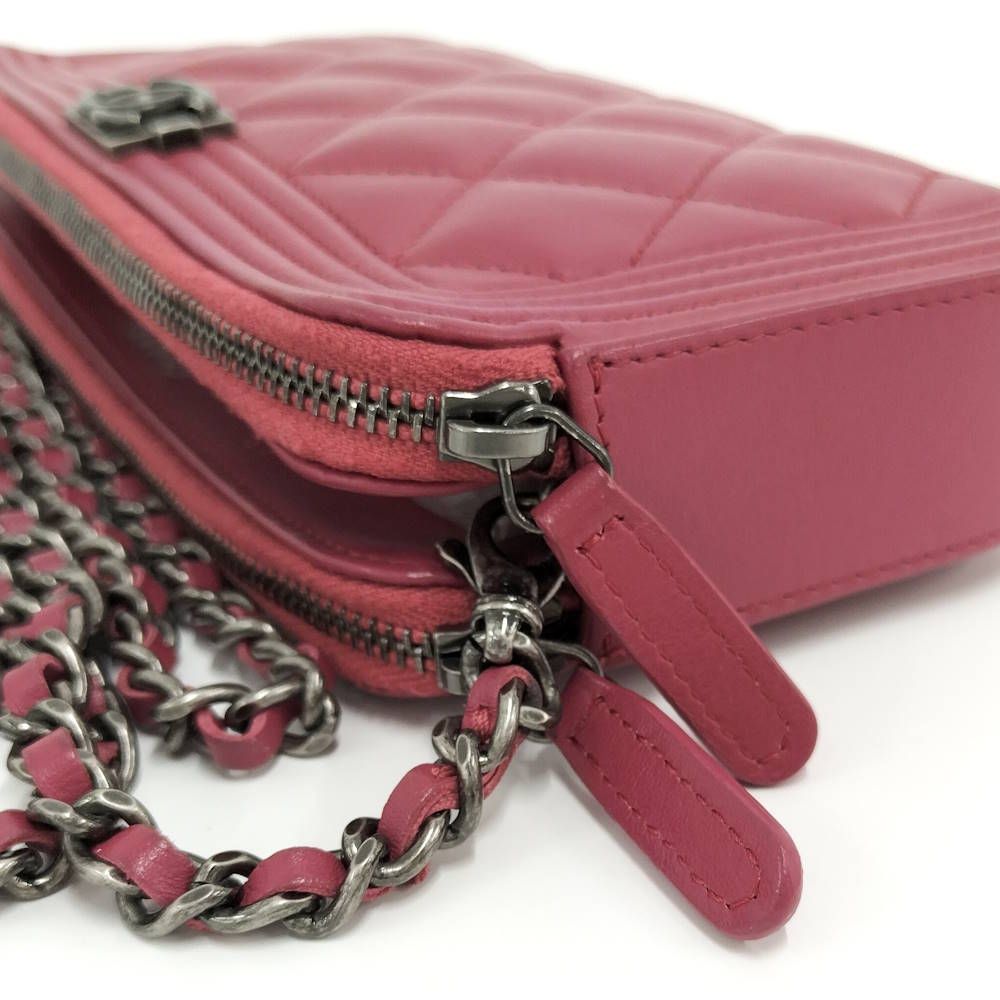 Chanel Boy Chain Wallet Lambskin Shoulder — view 5