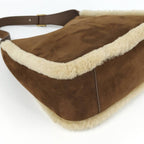 Saint Laurent le Suncassette Pull Shoulder Bag Suede Fleece Brown — view 4