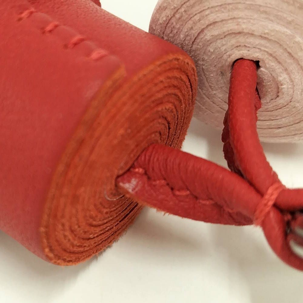 Hermes Carmen Unodos Charm Leather Red Pink Keychain — view 7