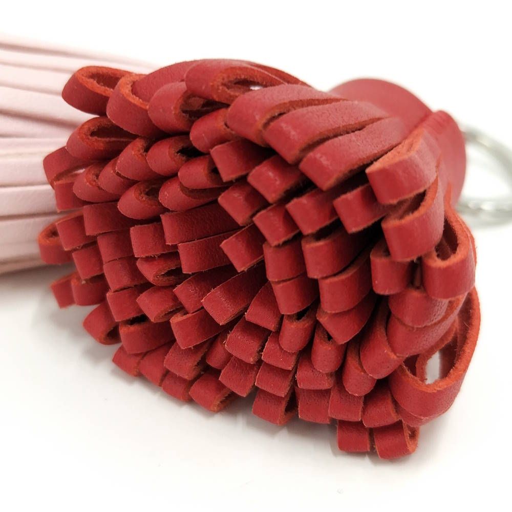 Hermes Carmen Unodos Charm Leather Red Pink Keychain — view 3