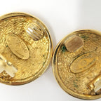 Chanel CC Logo Quilted Earrings Gold — view 6