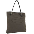 Prada Logo Tote Leather Canvas Black