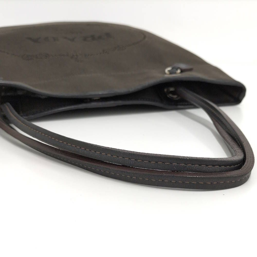 Prada Logo Tote Leather Canvas Black — view 4