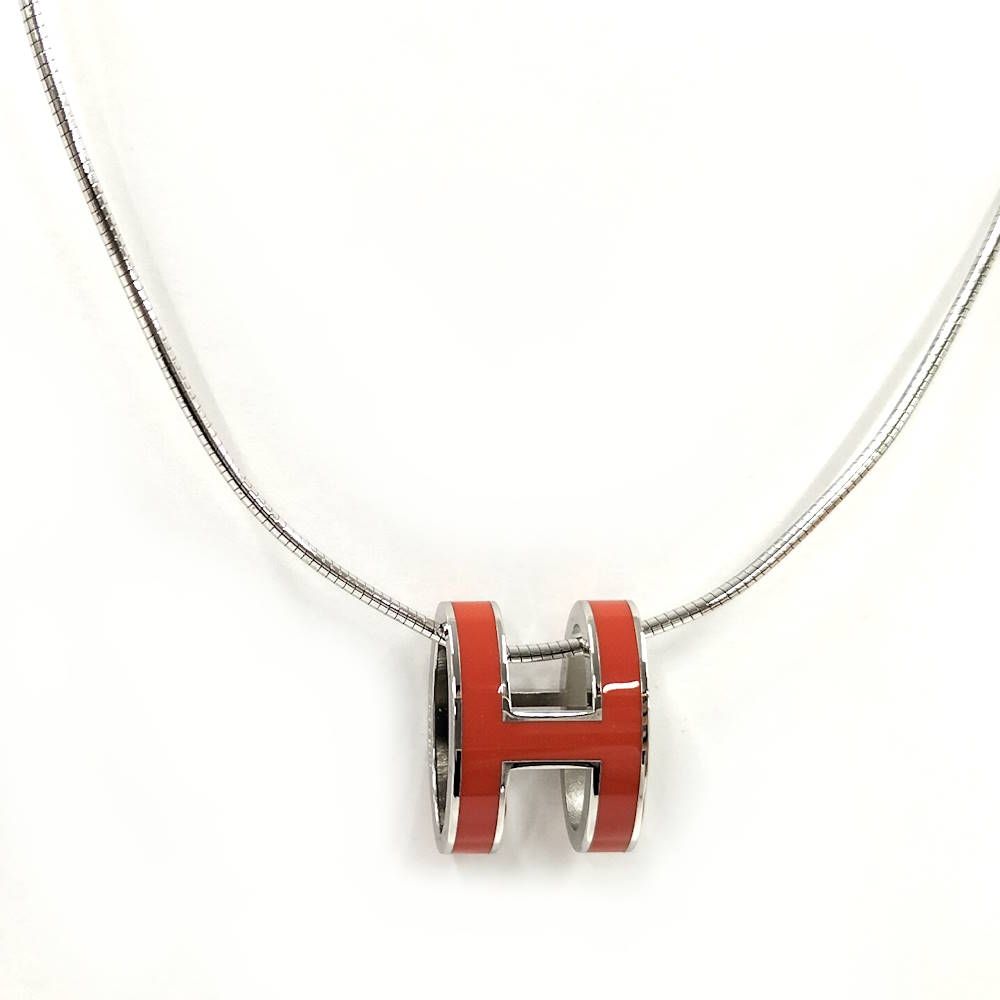 Hermes Pop Necklace Silver Orange