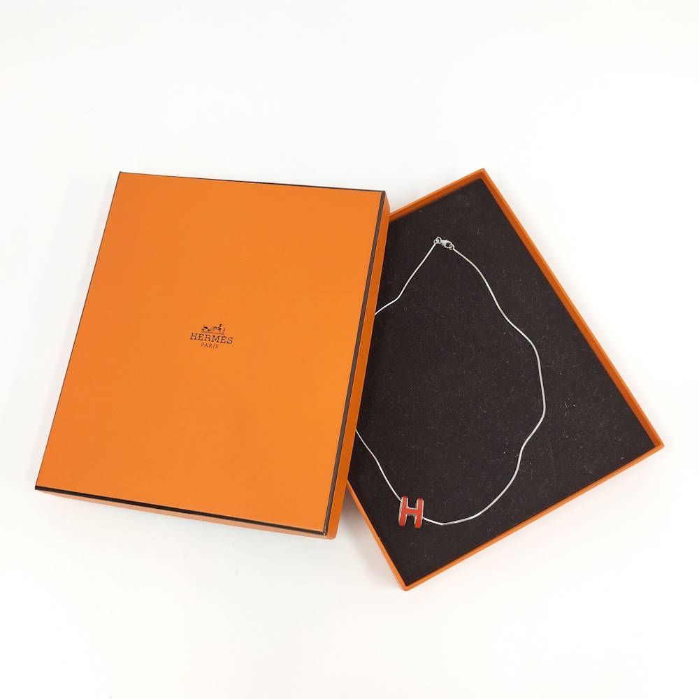 Hermes Pop Necklace Silver Orange — view 8