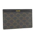 Celine Card Case Triomphe Leather Coating Dark Brown