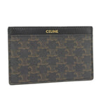 Celine Card Case Triomphe Leather Coating Dark Brown