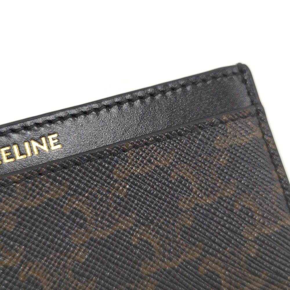 Celine Card Case Triomphe Leather Coating Dark Brown — view 6