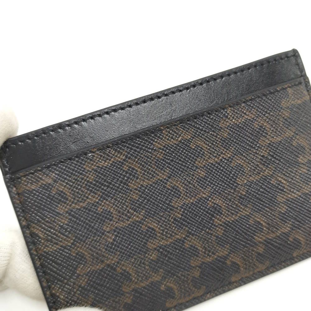 Celine Card Case Triomphe Leather Coating Dark Brown — view 5