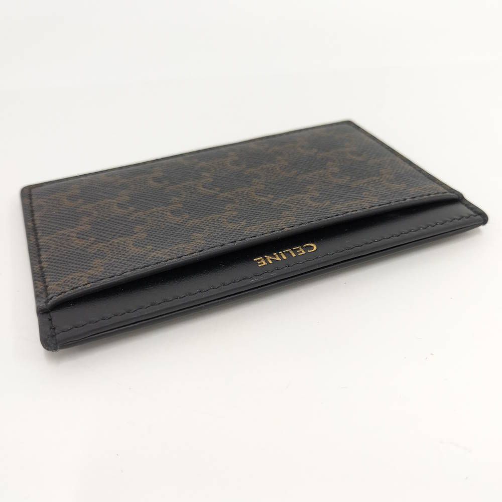 Celine Card Case Triomphe Leather Coating Dark Brown — view 4