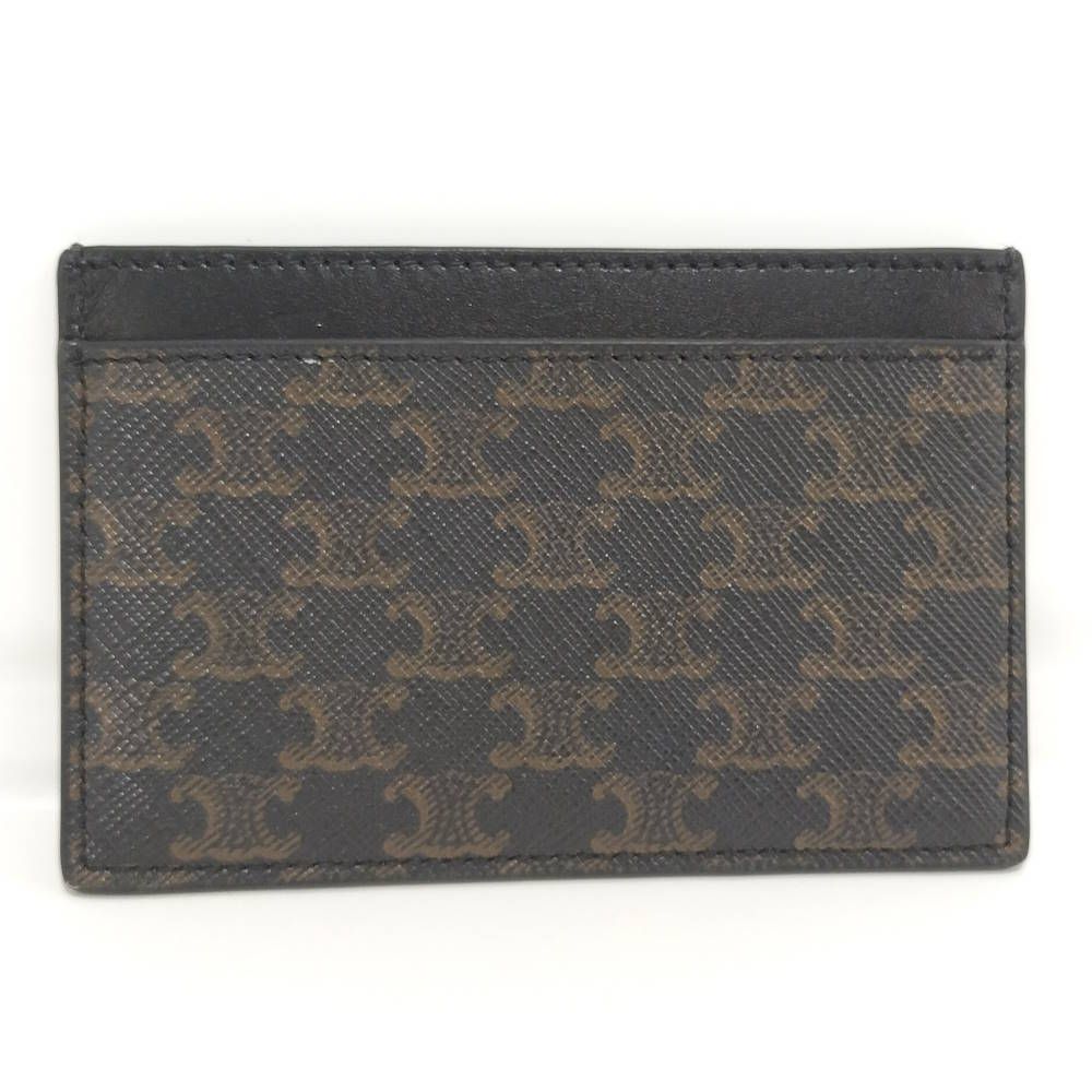 Celine Card Case Triomphe Leather Coating Dark Brown — view 2