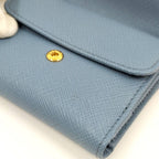 Prada Saffiano Triangle Astral Blue Trifold Wallet — view 8