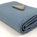 Prada Saffiano Triangle Astral Blue Trifold Wallet — view 4
