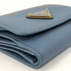 Prada Saffiano Triangle Astral Blue Trifold Wallet — view 5