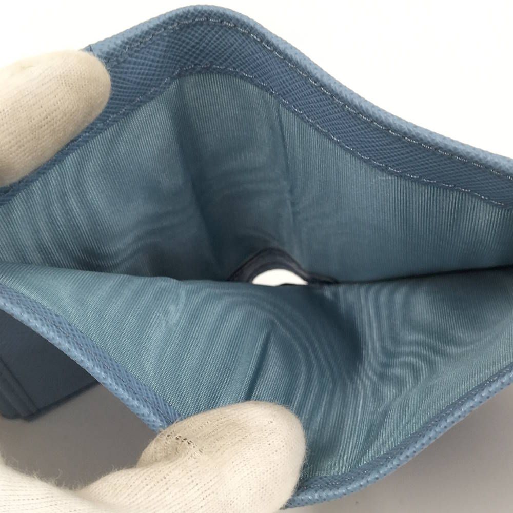 Prada Saffiano Triangle Astral Blue Trifold Wallet — view 7