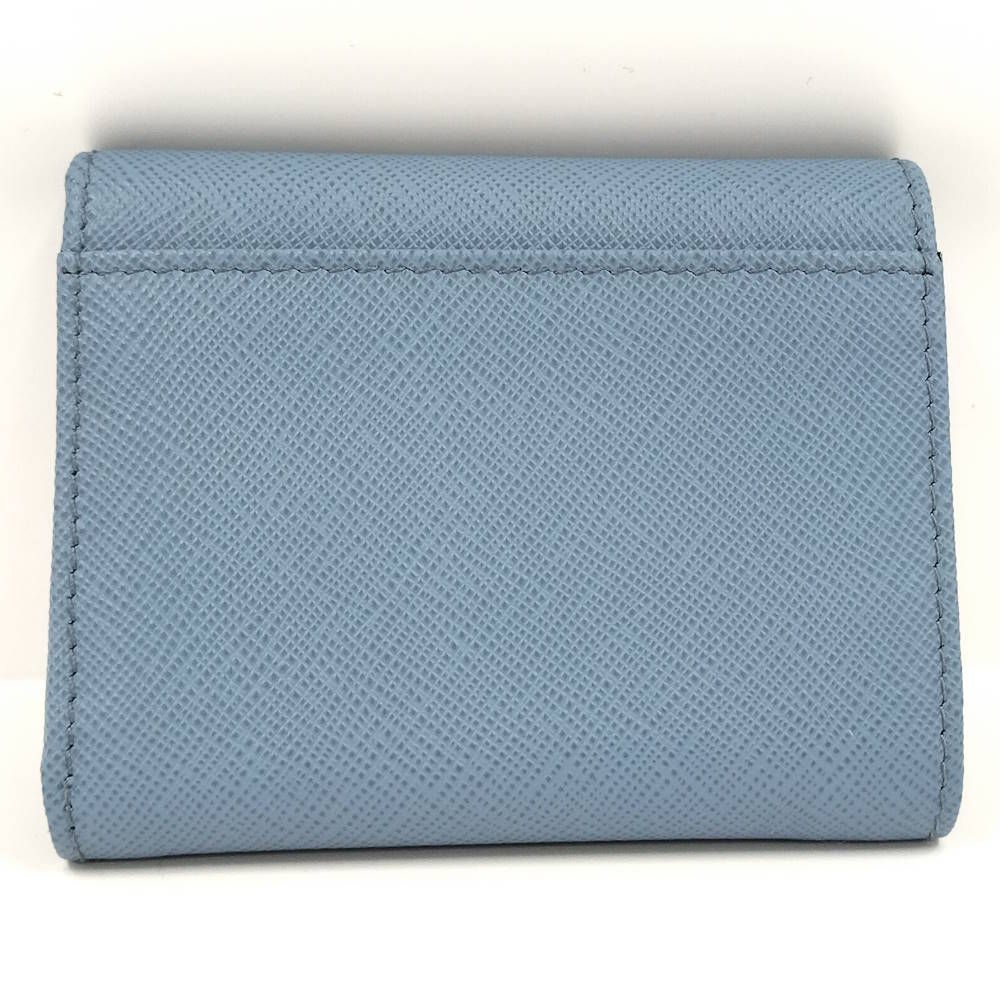 Prada Saffiano Triangle Astral Blue Trifold Wallet — view 3