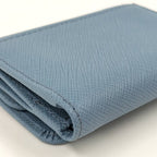 Prada Saffiano Triangle Astral Blue Trifold Wallet — view 6