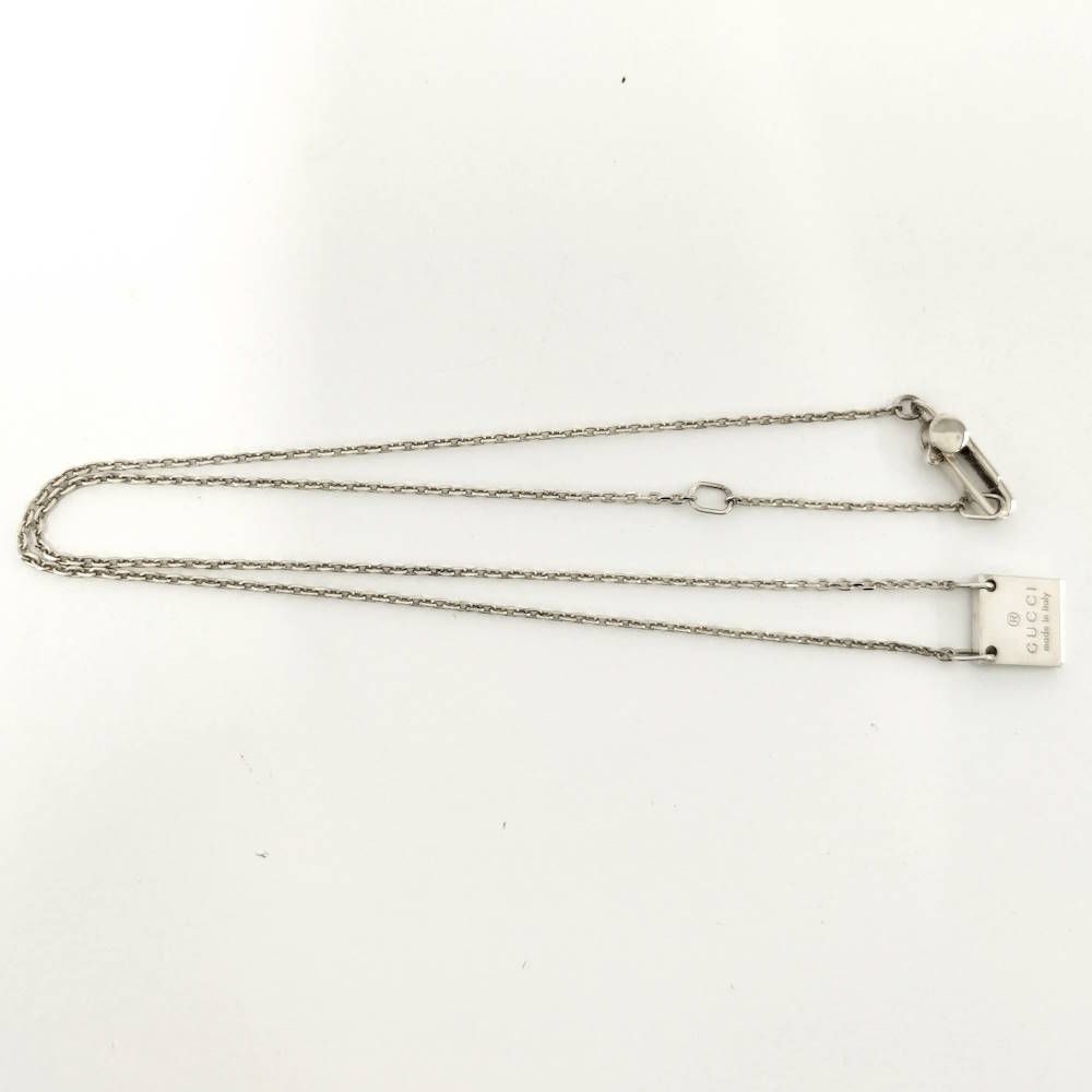 Gucci Square Plate Silver Necklace — view 4