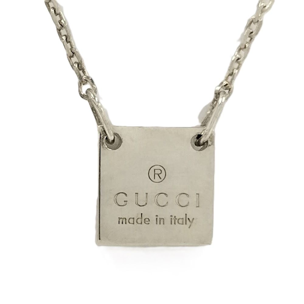 Gucci Square Plate Silver Necklace