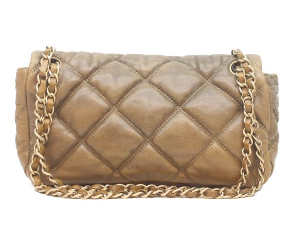 Chanel Vintage Brown Calf Bubble Quilt Gold Chain Shoulder — view 3