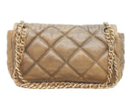 Chanel Vintage Brown Calf Bubble Quilt Gold Chain Shoulder — view 3