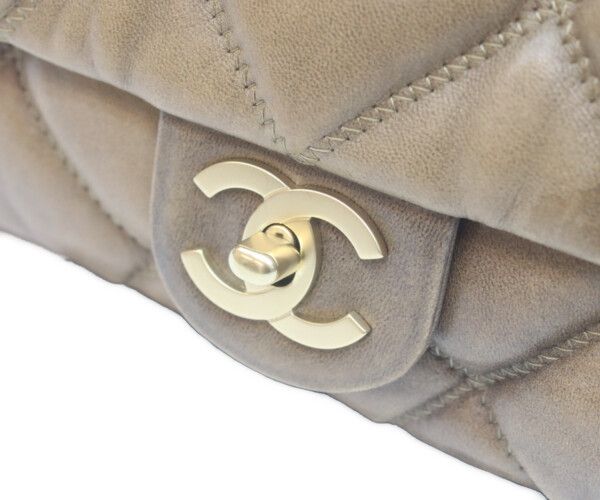 Chanel Vintage Brown Calf Bubble Quilt Gold Chain Shoulder — view 6