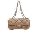 Chanel Vintage Brown Calf Bubble Quilt Gold Chain Shoulder