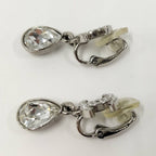 Chanel Earrings CC Logo Rhinestone Plated Silver — view 5