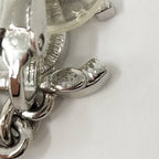 Chanel Earrings CC Logo Rhinestone Plated Silver — view 8