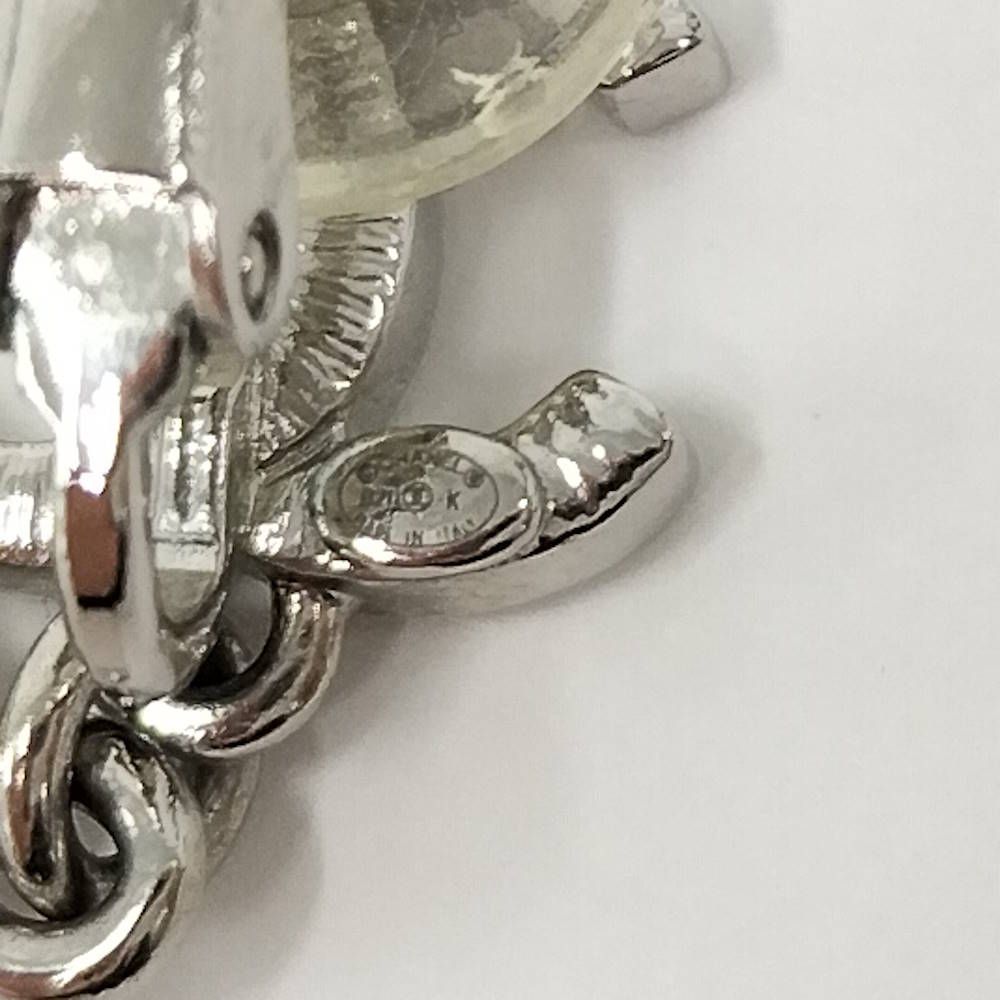 Chanel Earrings CC Logo Rhinestone Plated Silver — view 8