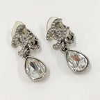 Chanel Earrings CC Logo Rhinestone Plated Silver — view 4
