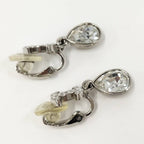 Chanel Earrings CC Logo Rhinestone Plated Silver — view 3