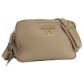 Prada Zipper Shoulder Bag Leather Beige