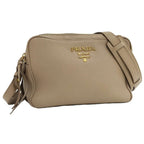 Prada Zipper Shoulder Bag Leather Beige