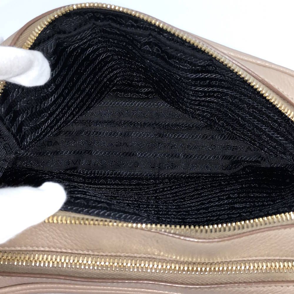 Prada Zipper Shoulder Bag Leather Beige — view 9