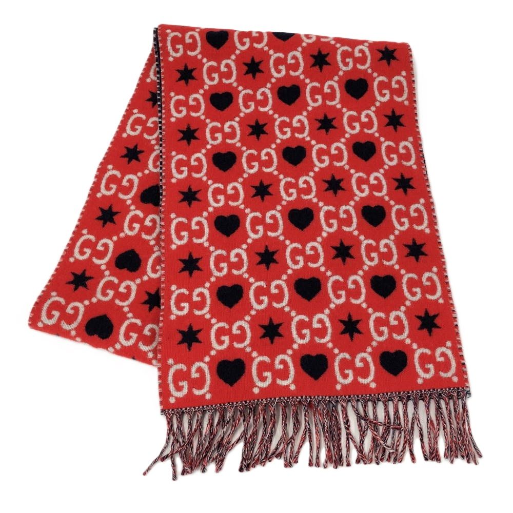 Gucci GG Heart Pattern Reversible Scarf