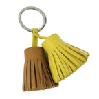 Hermes Carmen Unodos Key Ring Leather Yellow Brown