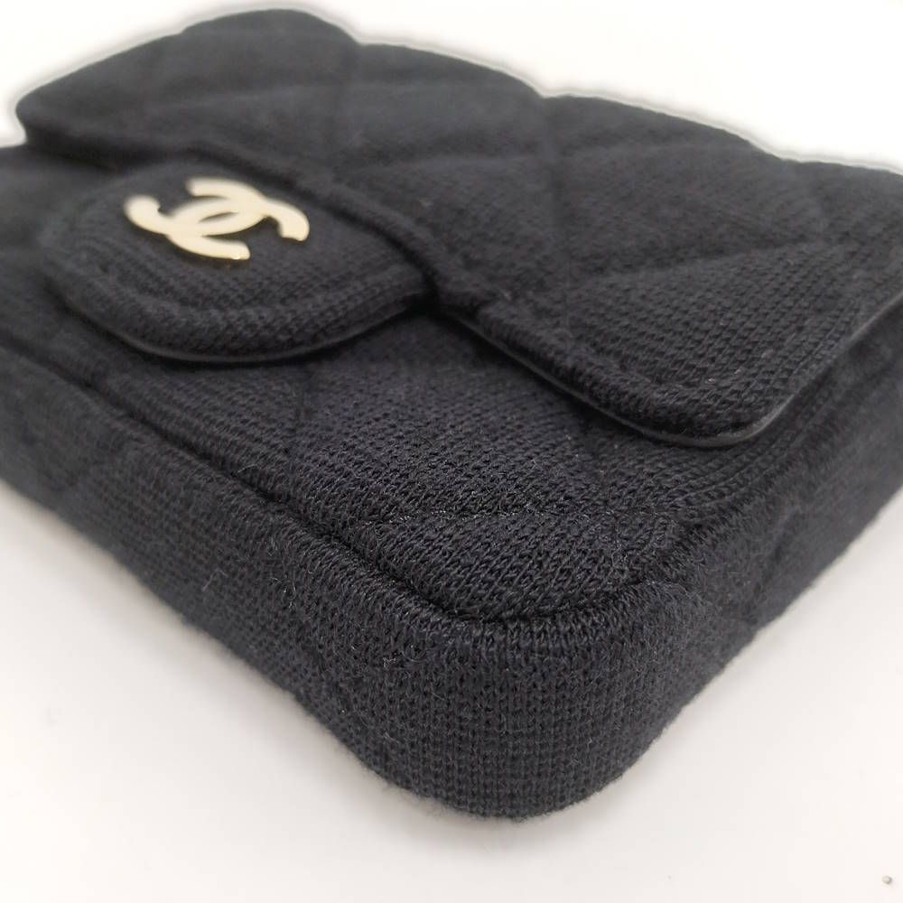Chanel Mini Quilted Chain Shoulder Pouch Cotton Black — view 3