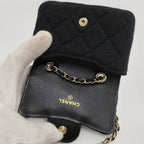 Chanel Mini Quilted Chain Shoulder Pouch Cotton Black — view 7