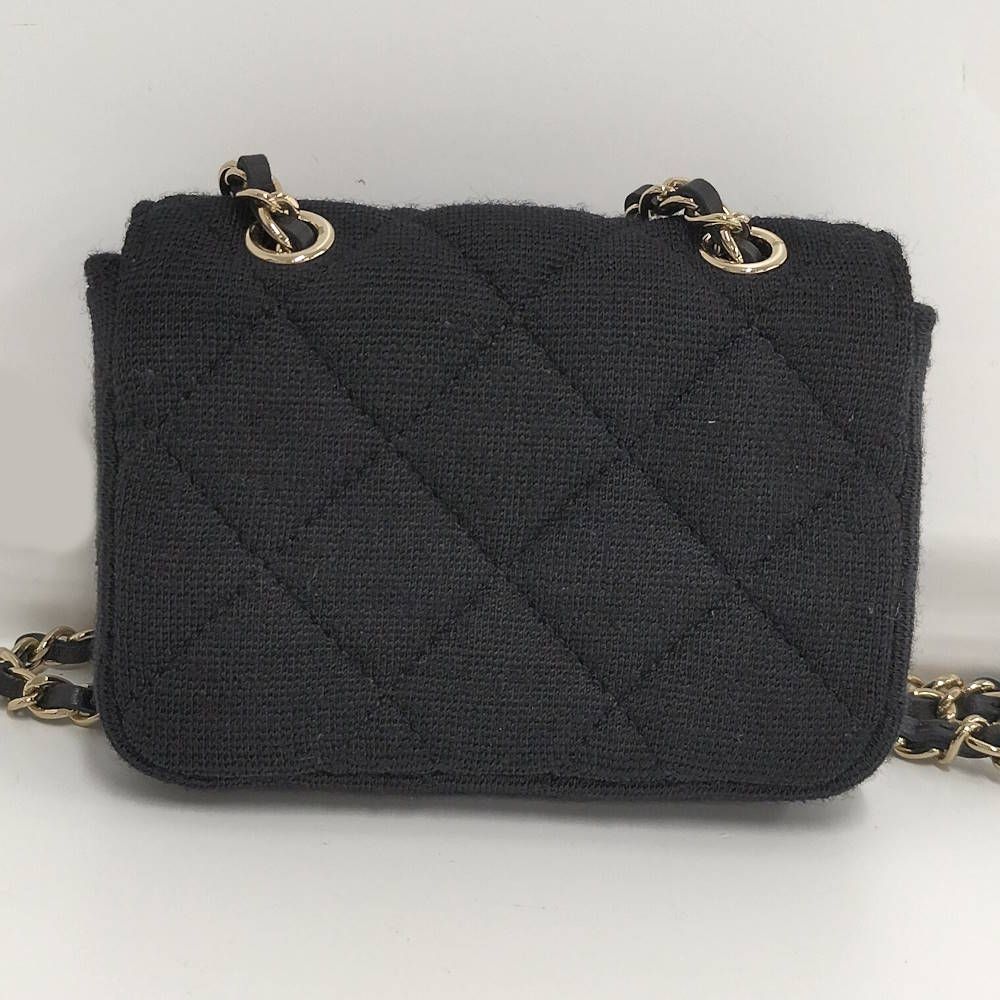 Chanel Mini Quilted Chain Shoulder Pouch Cotton Black — view 2