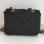 Chanel Mini Quilted Chain Shoulder Pouch Cotton Black — view 2