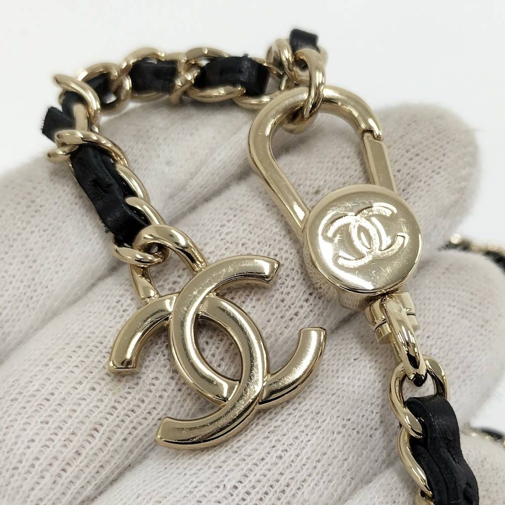 Chanel Mini Quilted Chain Shoulder Pouch Cotton Black — view 6
