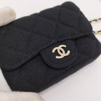 Chanel Mini Quilted Chain Shoulder Pouch Cotton Black — view 4