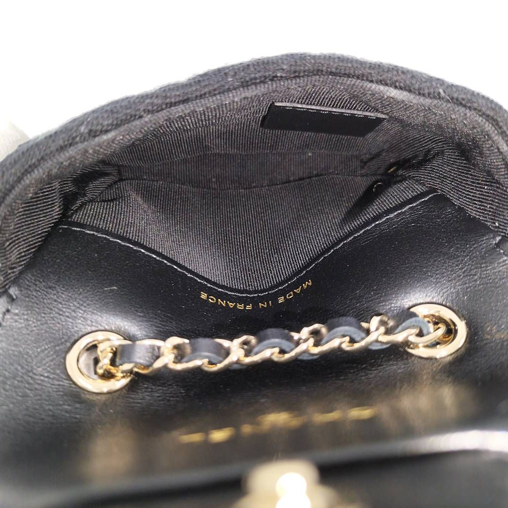 Chanel Mini Quilted Chain Shoulder Pouch Cotton Black — view 8